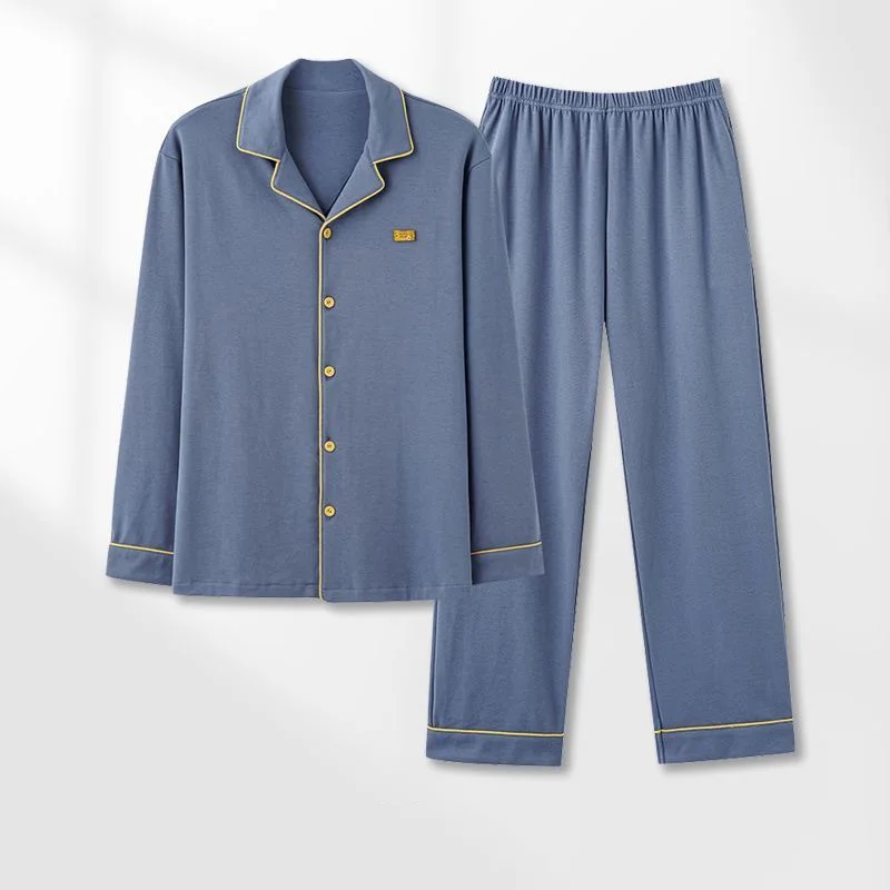 Factory Customization Premium Summer Relaxed Elegant Collar Functional Pocket Men's Pajama Suit