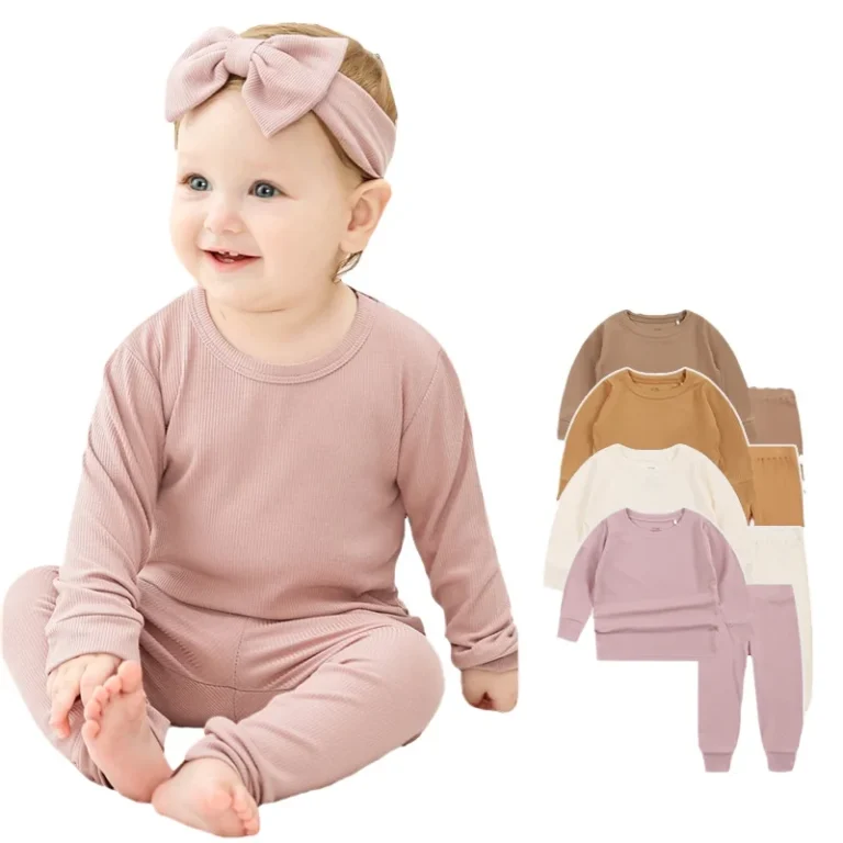 Factory-Customized-Baby-Spring-and-Autumn-Plain-Children-Pjs-Bamboo-Girls-Sleepwear-Baby-Pajama-Set-Children-Clothing-Set