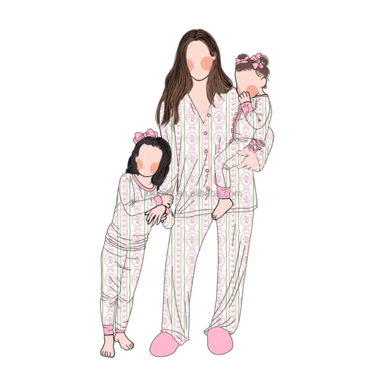 Factory-Directly-Sale-3pcs-Bamboo-Family-Matching-Set-Family-Pajamas-Sleepwear-Parent-Child-Clothing-Set