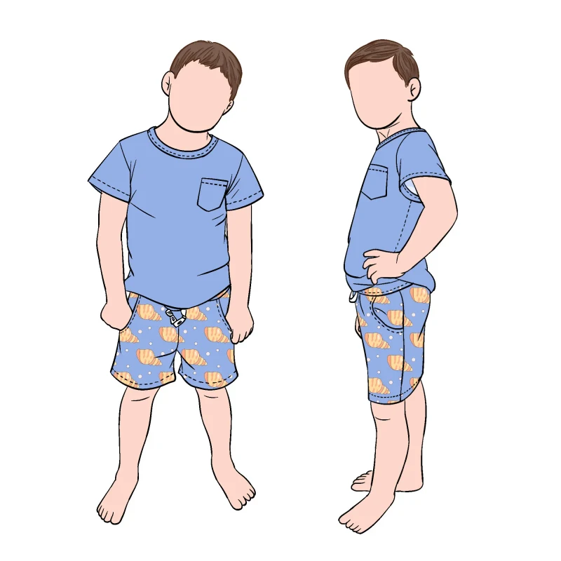 Factory Directly Sale High Quality Short Sleepwear Brushed Milk Protein Short Sleeves Tee Shirt And Shorts Boy 2pc Lounge Set
