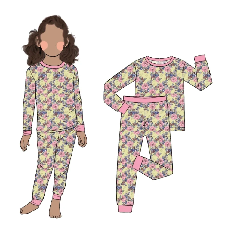 Factory-Main-Product-Organic-Bamboo-Fiber-Toddler-Loungewear-Set-Girls-Spring-Autumn-Pajamas-Set