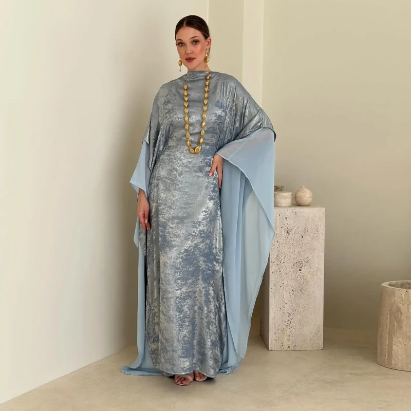 Factory New Modest Gold stamped Pullover Formal Gown Muslim Women Abaya Dress Dubai Fashion Islamic Clothing for Party
