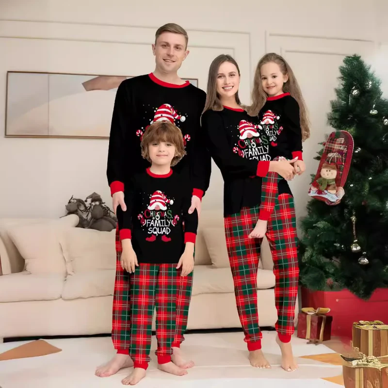 Factory New Snowflake Red Green Checker Set Europe and America Christmas Sets Family Christmas Pajamas Sets