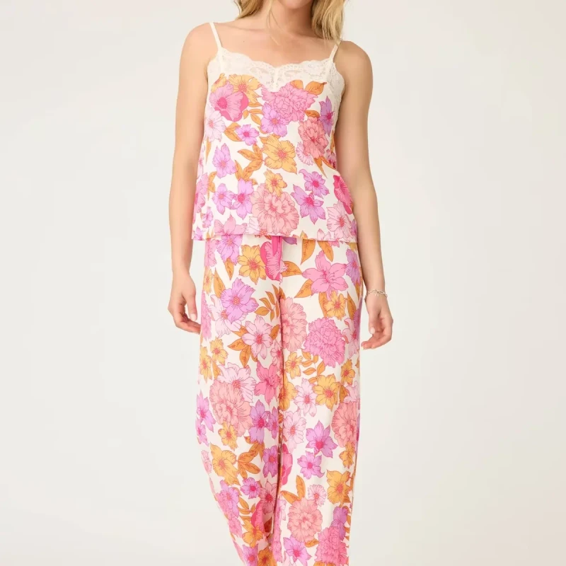 Factory Sling Top and Long Pants Lady Modal Nightwear Femme Pjs Camisole Lounge Wear Women Jersey Pajamas Set Women's Sleepwear