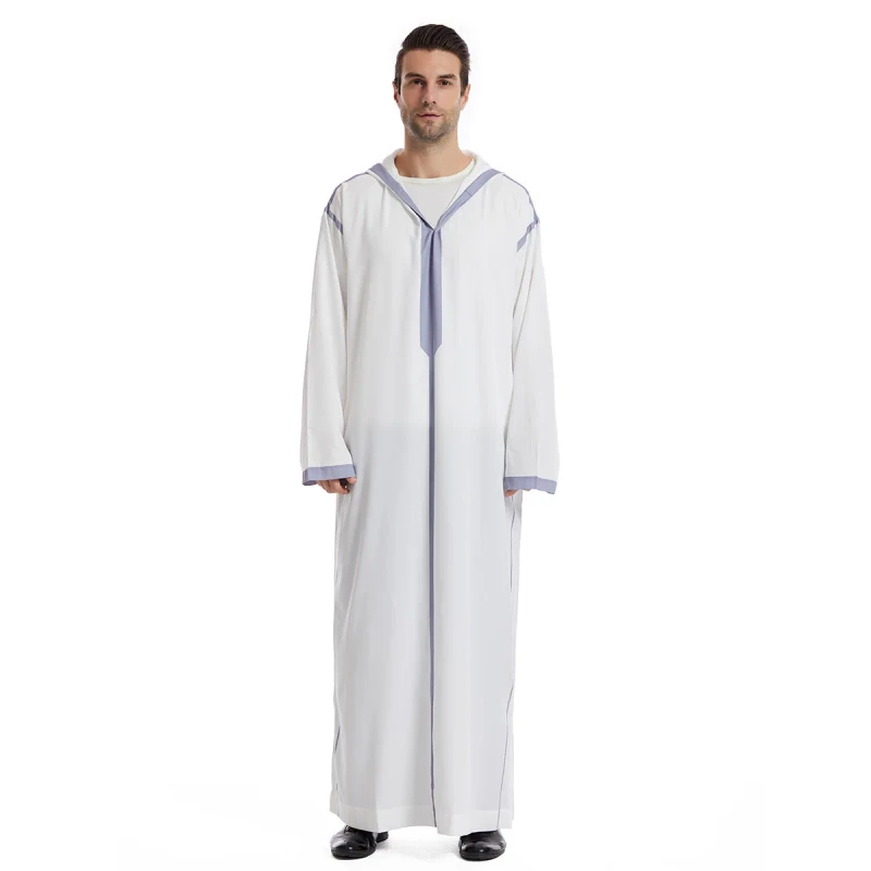 Factory Spot Men's Ethnic Robes Dubai Arab Prince Hooded Gown Color Hui Clothing Winter Polyester Material Ankle Length