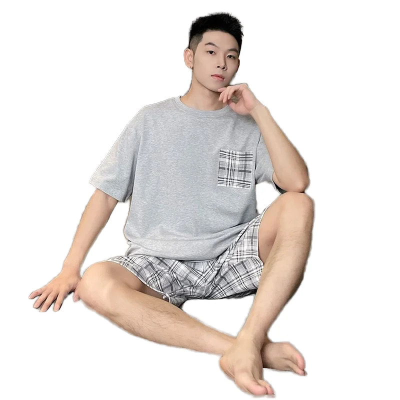 Factory Summer Men's Pajamas Round Neck Short Sleeve Shorts Casual and Comfortable Home Wear Set