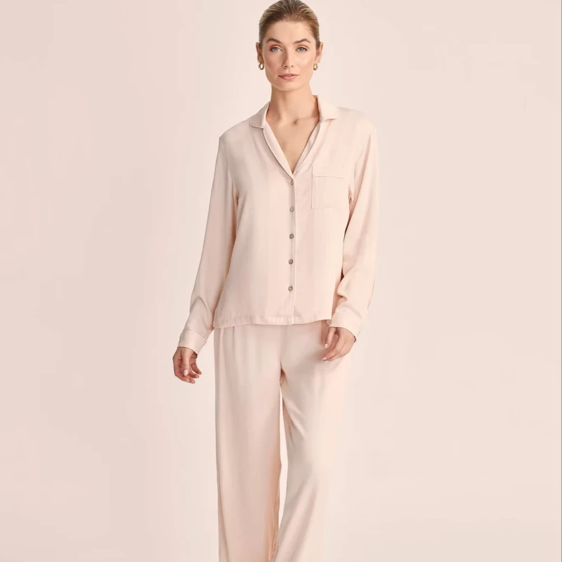 Factory Supplier 100% Cotton Elegant Smooth Short Set Custom Women's Pajamas