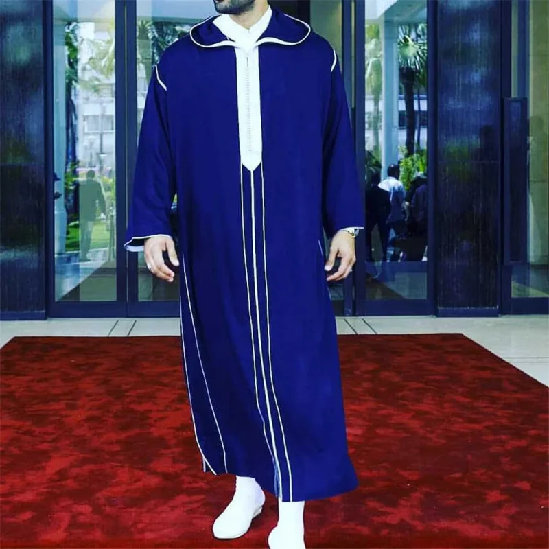 Factory Thobe for Men Arabic Islamic Clothing Djellaba Kaftan Boubou Homme Musulman Caftan Casual Hooded Robe Jubba Long Sleeve