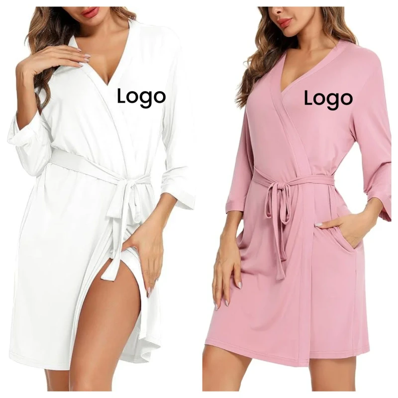 Factory Women's Light Robe Bamboo Cotton Soft Kimono Robe Short Bathrobe Women's Pajamas