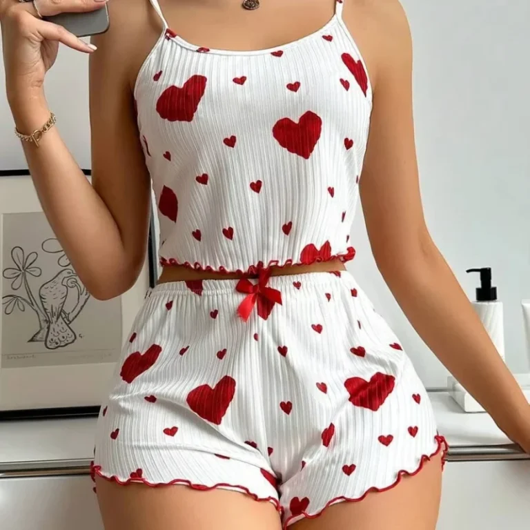 Factory-customized-Elegant-Breathable-Womens-Loungewear-Camisole-and-Shorts-Pajama-Set