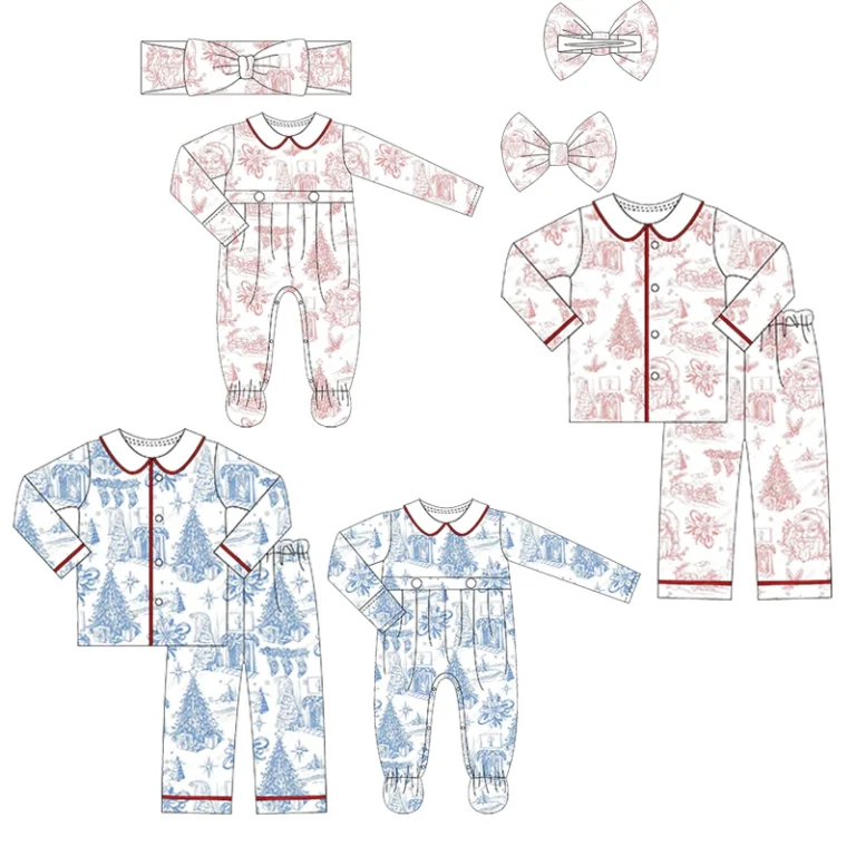 Family-Matching-Christmas-Pajamas-Kids-Print-Baby-Grows-Custom-Cotton-Children-Sleepwear-Set