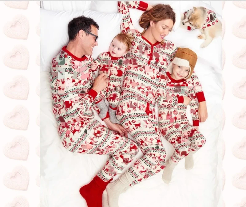 Family Matching Christmas Pajamas Parent Child Suit Christmas Sleepwear Sets Long Sleeve Nightwear for Family