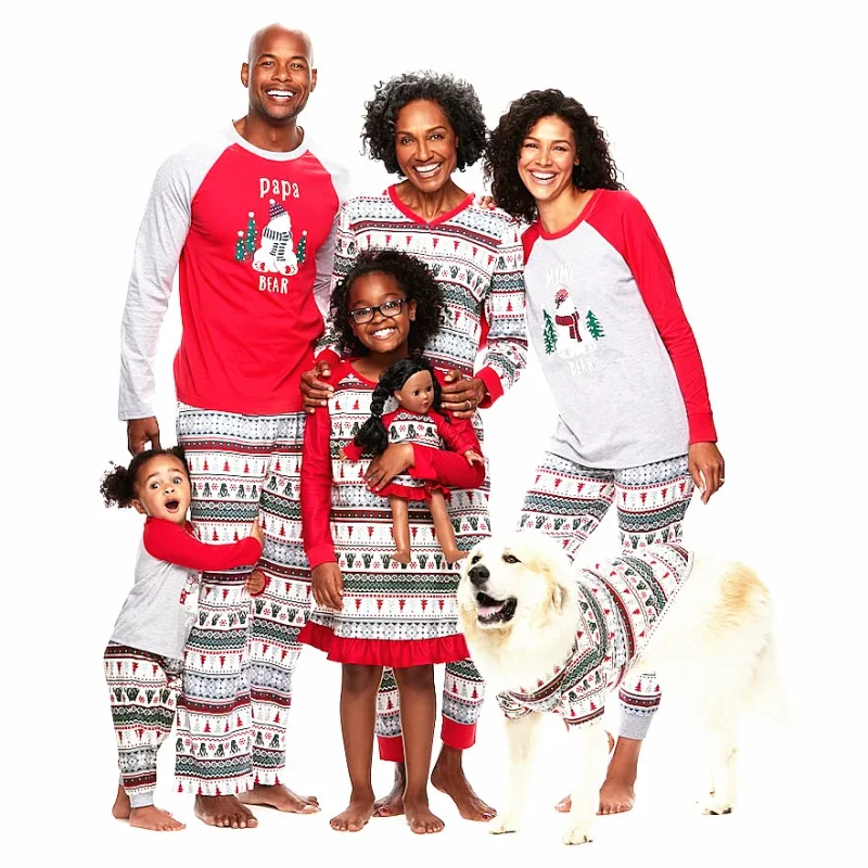 Family Matching Christmas Pajamas Sets Adult Kids Cute Nightwear Pyjamas Sleepwear Suit
