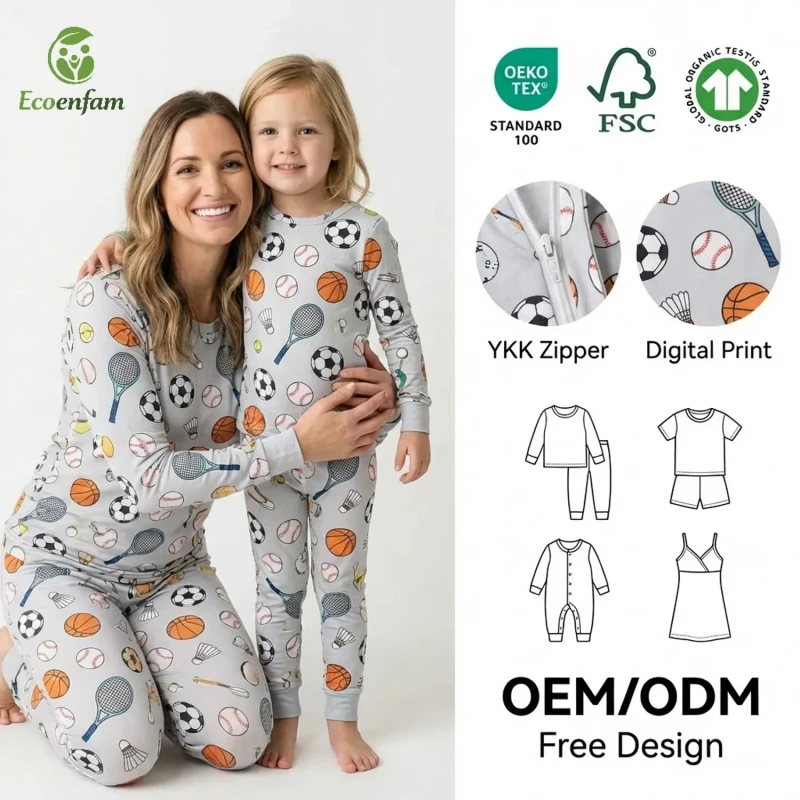 Family Matching Outfits Custom Pattern OEKO TEX Certified Bamboo Pajamas OEM Bamboo Clothes Manufacturer