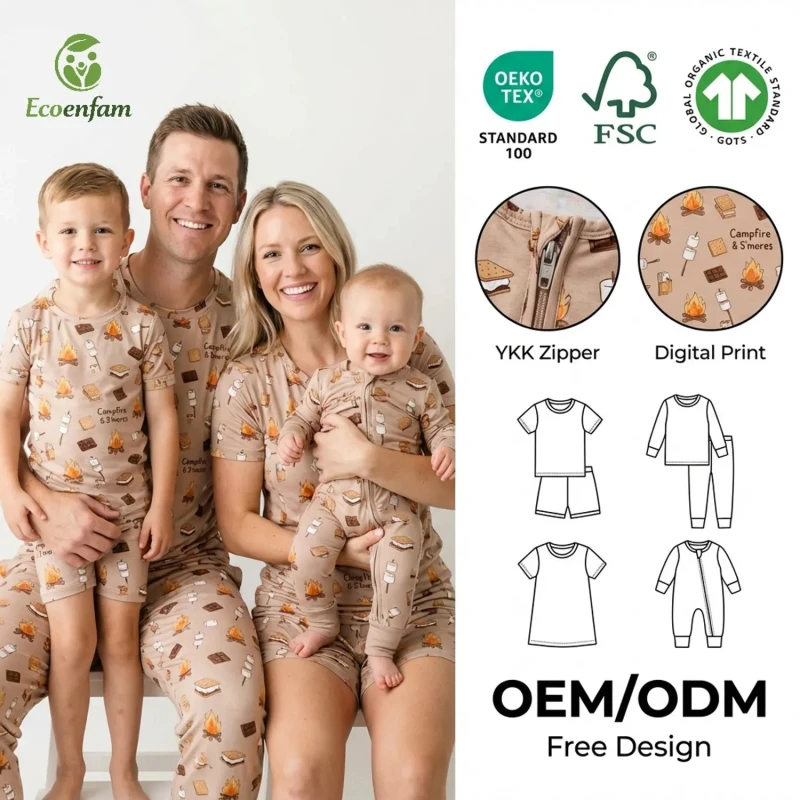 Family Matching Pajamas OEKO TEX Certified Custom Pattern Sleepwear OEM ODM Bamboo Clothes Manufacturer