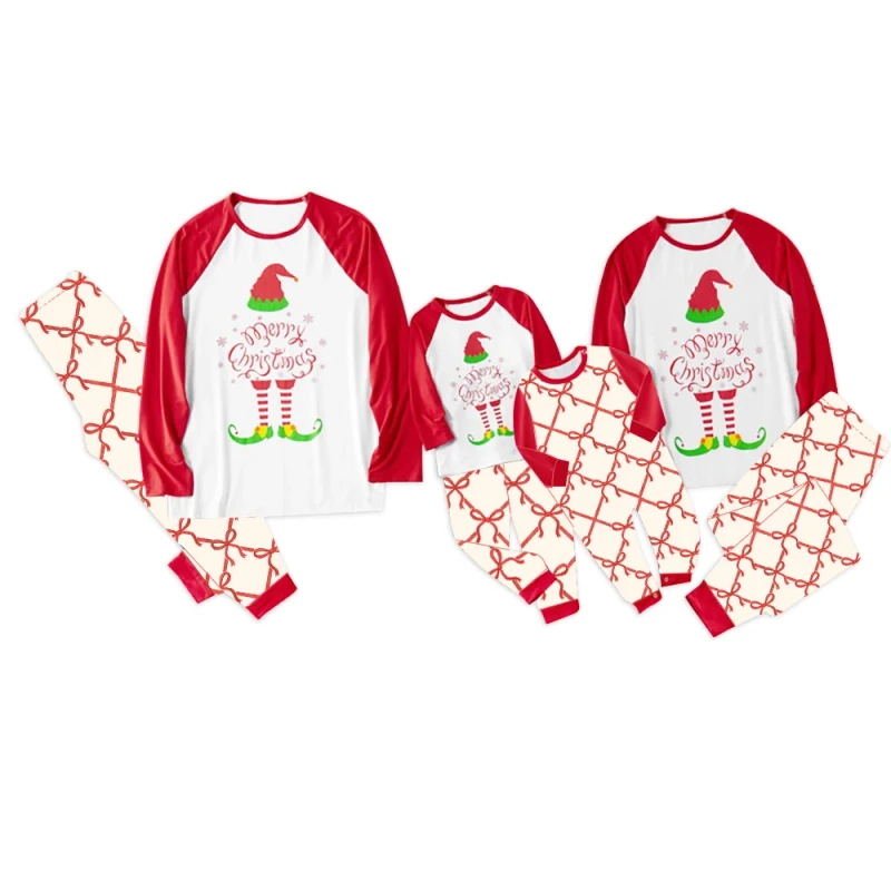 Family Matching Pajamas in Festive Christmas Style Soft Bamboo Fiber Knitted Casual Plus Size for Spring Season