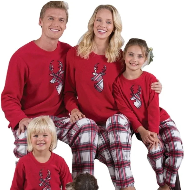Family-Pajamas-Boys-Girls-Sleepwear-Christmas-Pajamas-Red-Matching-Family-Pajamas-Plaid-Christmas-Pjs-Family