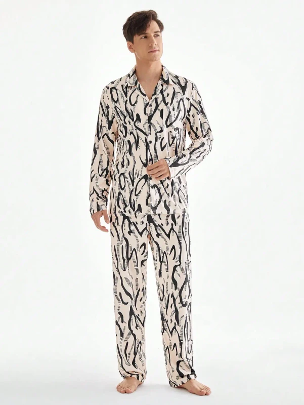 Fashion Breathable Quick Dry Men's Satin Pajama Set