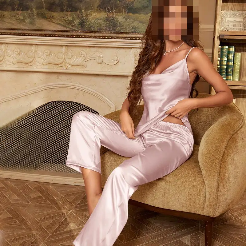 Fashionable Casual Camisole Sleepwear Home Wear Women's Summer Thin Sleepwear Two piece Set