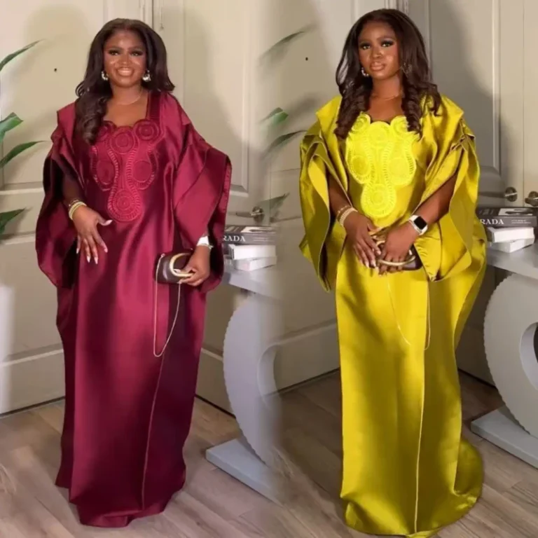 Fashionable-Luxury-Traditional-African-Womens-Solid-Color-Robe-Elegant-Dress-Suitable-for-Parties