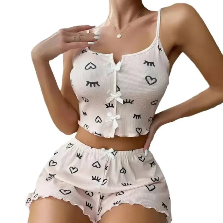 Fashionable-and-Comfortable-Casual-Printed-Camisole-Top-Shorts-Pajamas-Set