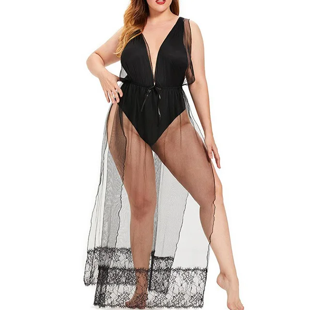 Fat Girl Big Ladies Nightdress Xxl xxl xxl Lace Suspenders Solid Plus Size Women's Sleepwear Sexy Lingerie Plus Size Sets