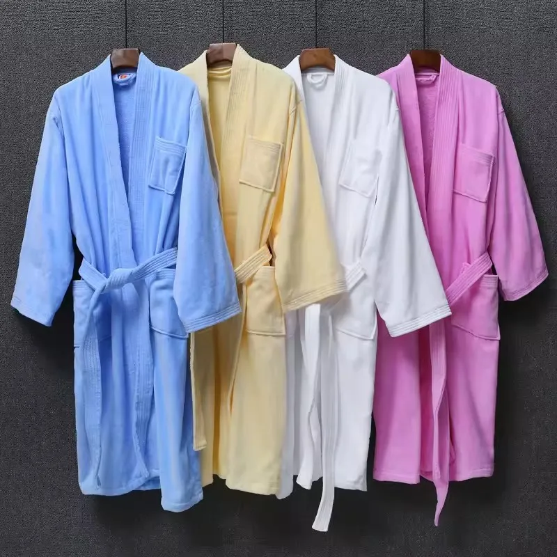 Five Star Hotel Quality Woven Plush Cotton Terry Towel Housecoat Bath Robe Piped Shawl Collar Quick Dry for Men Women