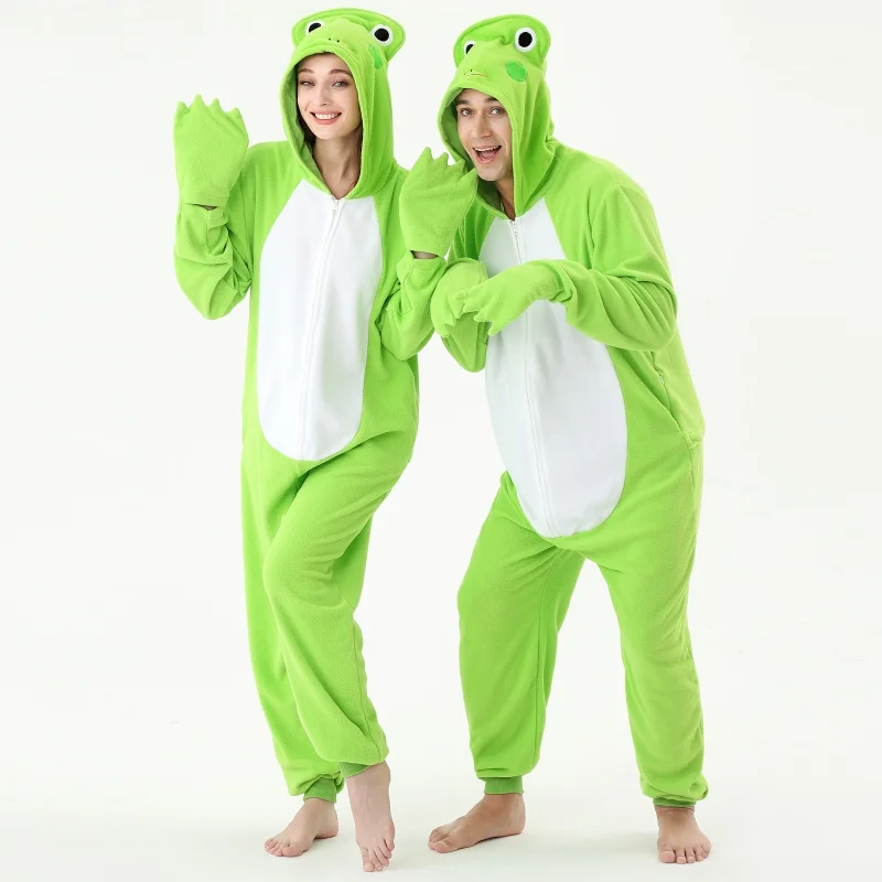 Free shipping Frog Zippy Onesie Pajamas Adults Night Costumes Pj Kigurumi Bodysuit