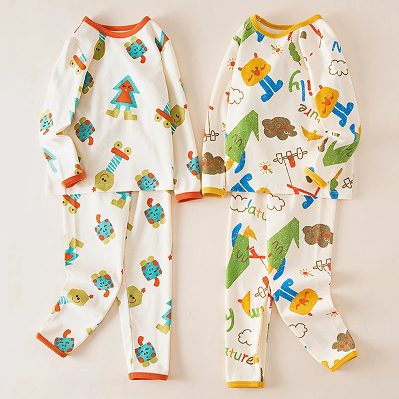 Full Sleeve Soft Baby Girl Pajamas Set Winter Warm Long Sleeve Boy Organic Cotton Baby Pajamas