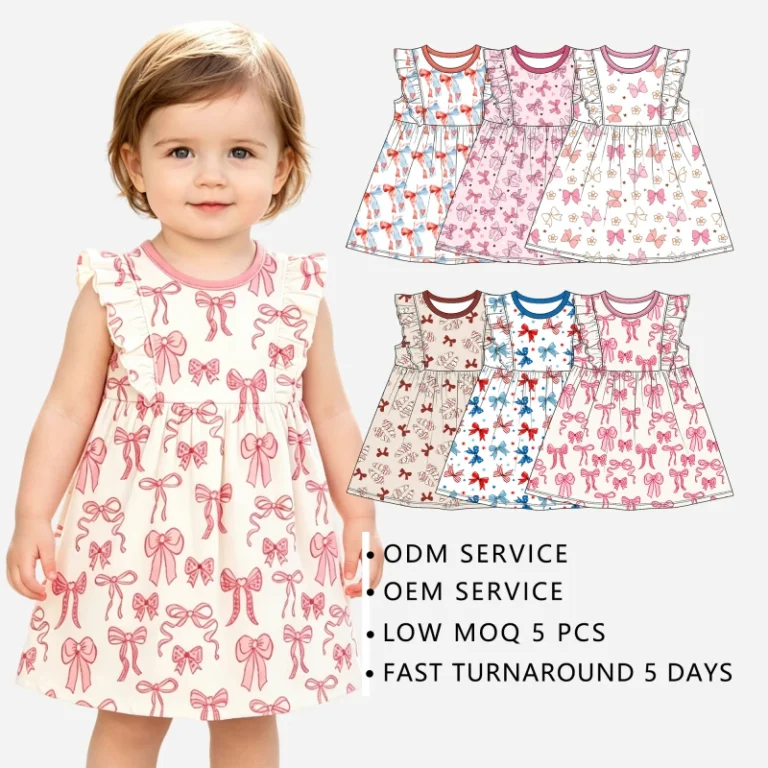 Girls-Fly-Sleeve-Dress-Bodysuit-Rompers-Kids-Clothing-Sets-Bamboo-Pajamas-Soft-Bamboo-Baby-Products-Childrens-Casual-Dress