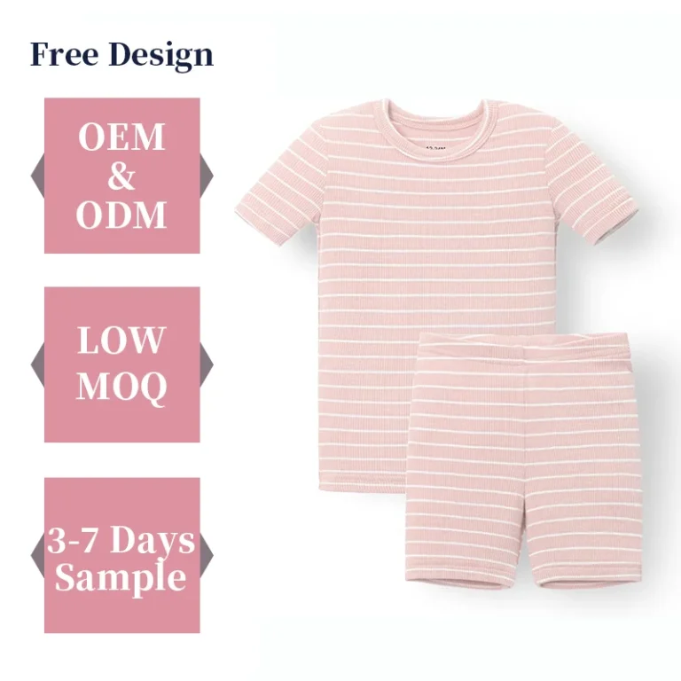 Girls-Nightgown-New-Arrival-Customized-Solid-Pattern-Baby-Pajama-Set-Daily-Life-Short-Sleeve-Clothing-Set