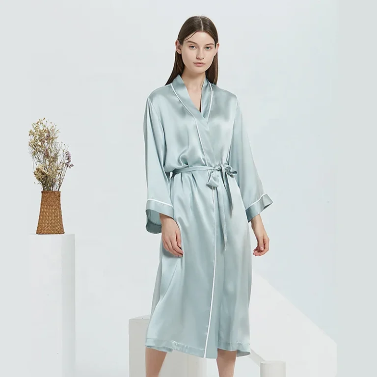 Glossy-Printed-Silk-Casual-Belted-Robe-Womens-Kimono-Style-Sleeping-Bathrobe-Sleepwear-Washable