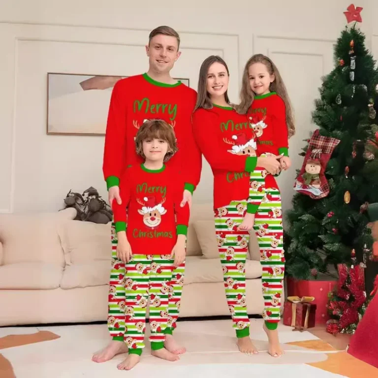 Green-Striped-Loungewear-Pants-Print-Pattern-Pajama-Sets-for-Baby-Boys-Girls-Plush-Home-Wear-Christmas-Pajamas-Winter