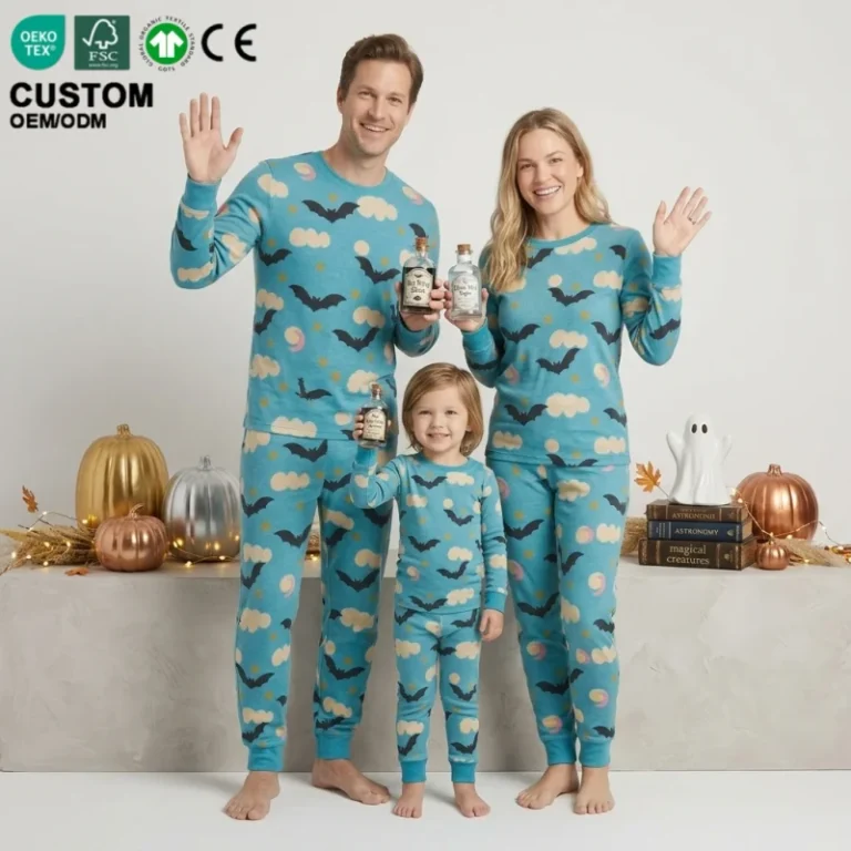 Halloween-Bamboo-Pajamas-GOTS-Certified-Family-Matching-Sleepwear-Set-2-Piece-Loungewear-Sets-Mommy-And-Me-Custom-Nightwear