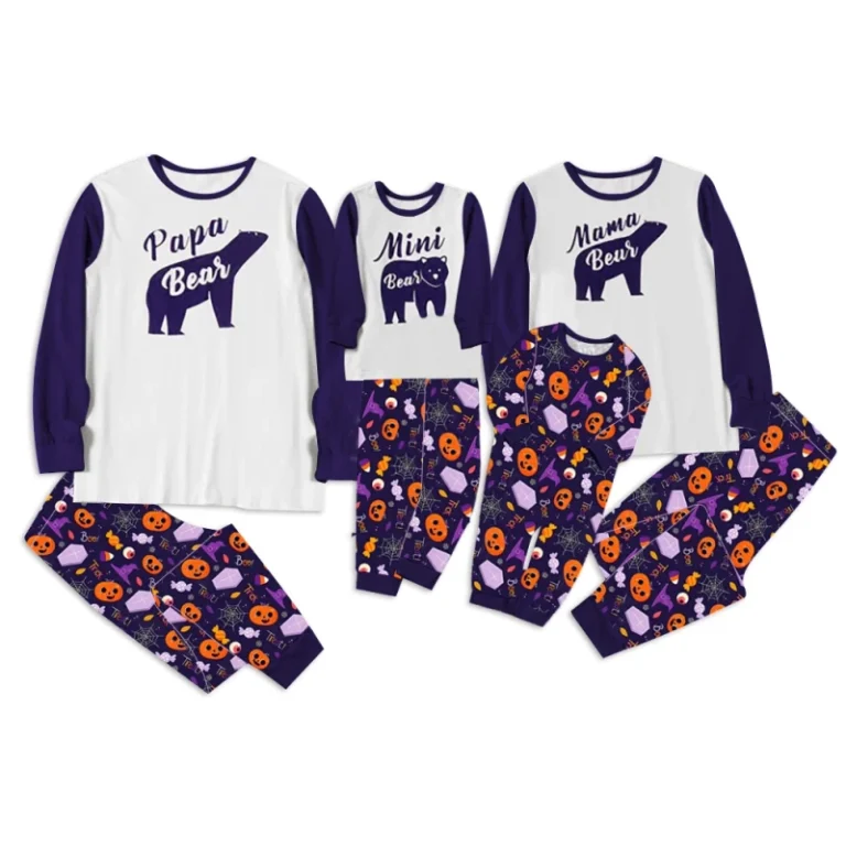 Halloween-Family-Matching-Pajamas-Bamboo-Fiber-Papa-Mama-Mini-Prints-Long-Sleeve-2-Piece-Set-All-Ages