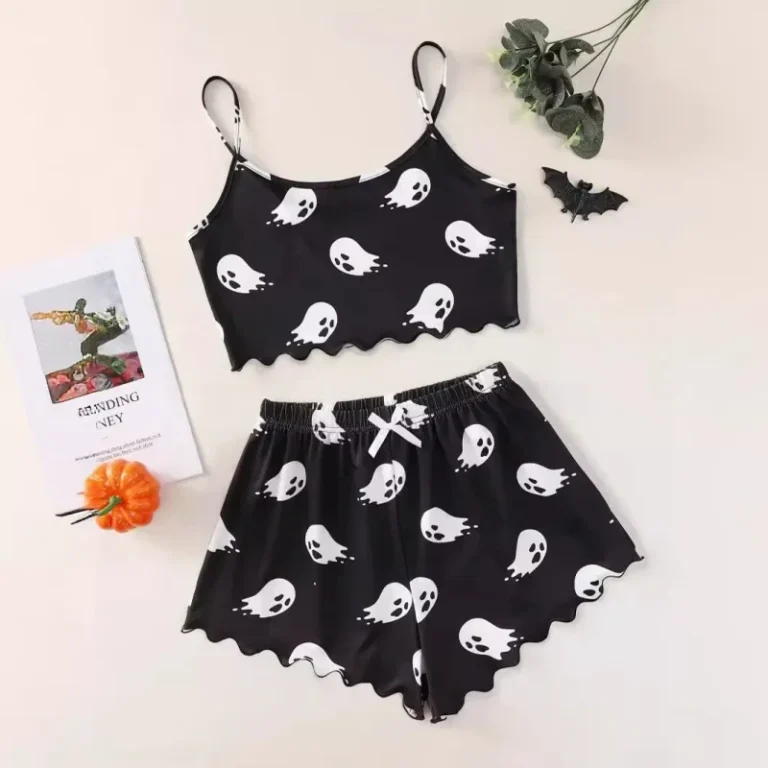 Halloween-Printed-Camisole-Top-Shorts-Pajamas-Sets-Home-Wear-Womens-Sleepwear-Set