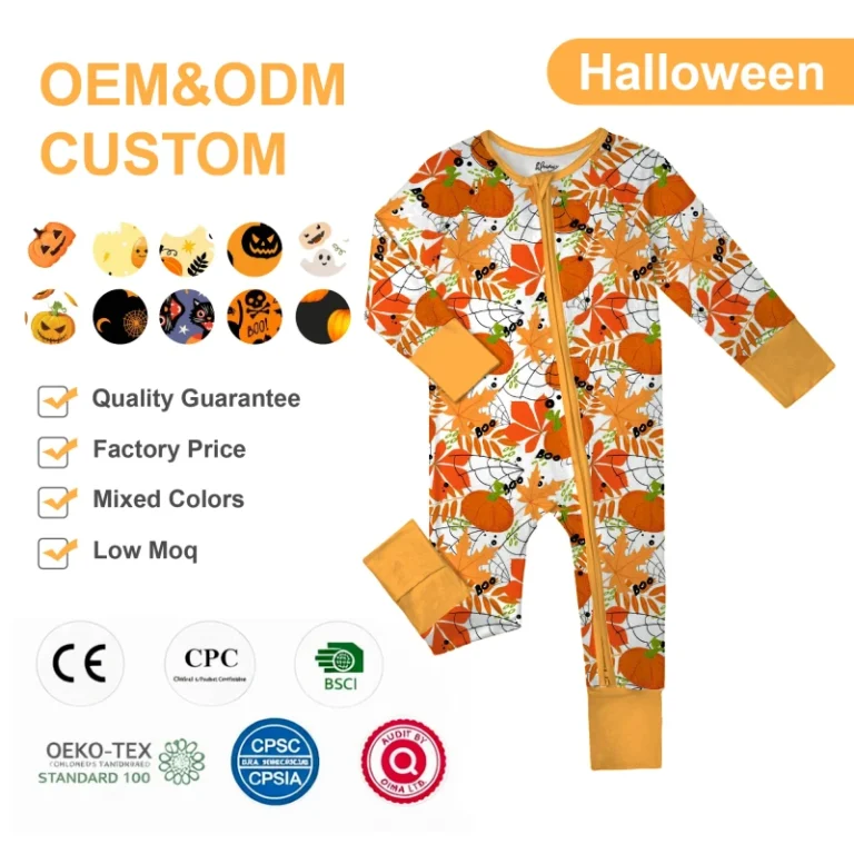 Halloween-Toddler-Bamboo-Pajamas-Fall-Custom-RTS-Mystery-Box-Organic-Baby-Kids-Pajamas-Zipper-Cartoon-Print