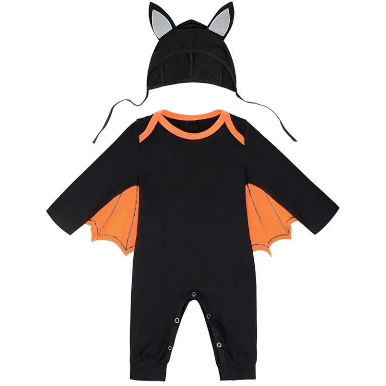 Halloween-Toddler-Bat-Pajamas-Kids-Long-Sleeve-Onesie-with-Snap-Button-Closure-and-Hat