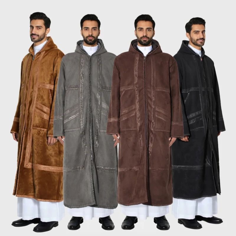High Quality Arabic Eco Friendly Winter Mantel Coat Hoodie Farwa Prayer Robe Farwa Bisht Fur Men's Winter Coat