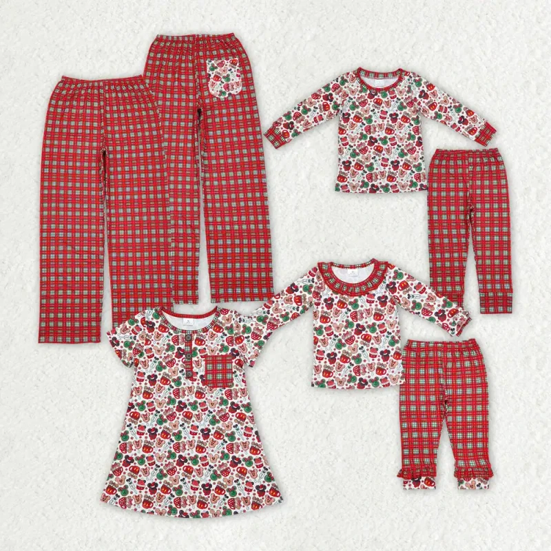 High Quality Christmas Cartoon Comfortable Pajamas Family Matching Outfits for Siblings