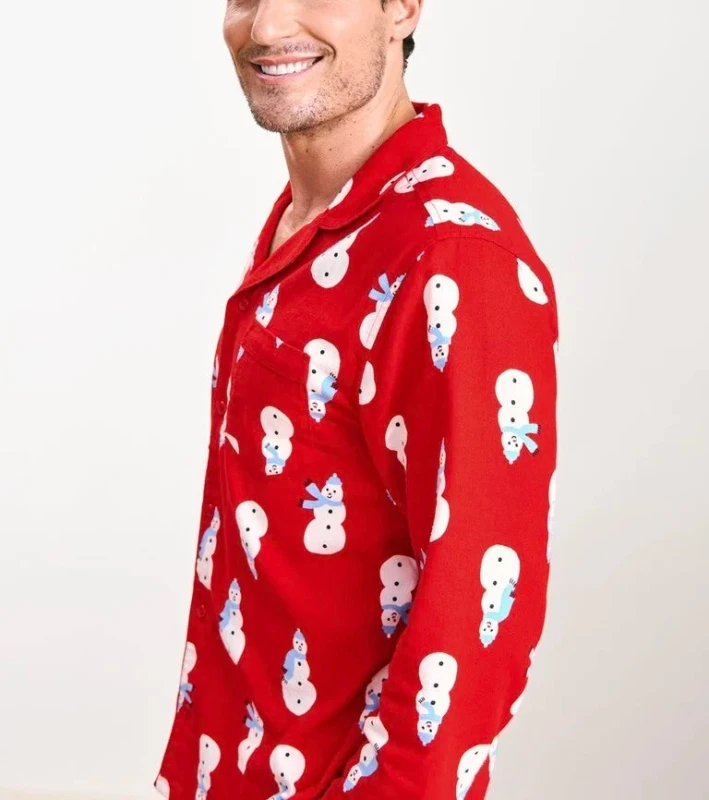 High Quality Christmas Men's Fashion Summer Pajamas Elastic Waist Long Sleeve Sleepwear Shorts Set for Spring