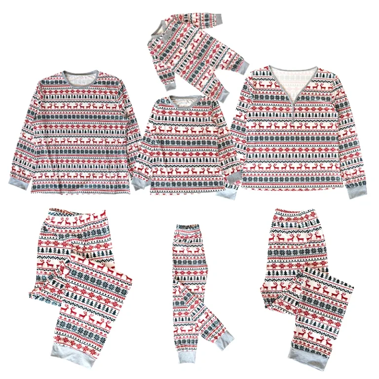 High-Quality-Christmas-Moose-Family-Matching-Pajamas-Set-Mother-Daughter-Kid-Baby-100-Cotton-Sleepwear-Nightwear
