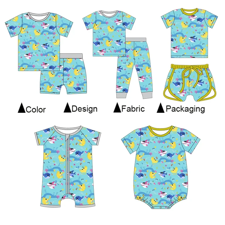 High-Quality-Custom-Logo-Bamboo-Baby-Kids-Summer-Romper-Pajamas-Soft-Breathable-Sleepwear