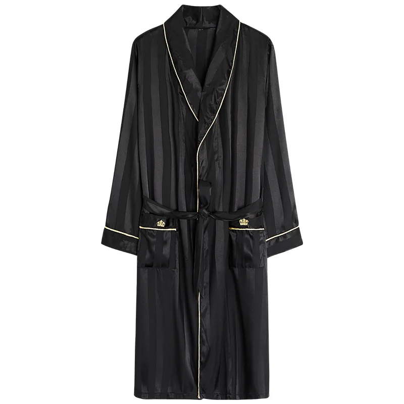 High Quality Ice Silk Long Sleeve Women's Robe Sexy Style Plus Size Robe