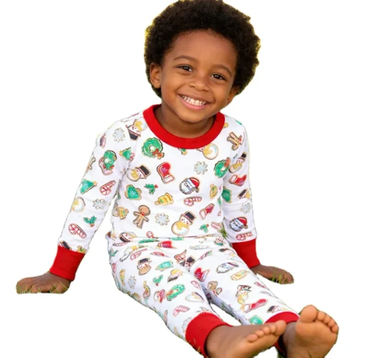 High-Quality-Kid-Girls-Christmas-Pajamas-White-and-Red-Cotton-Matching-Outfits-with-Cartoon-Customization