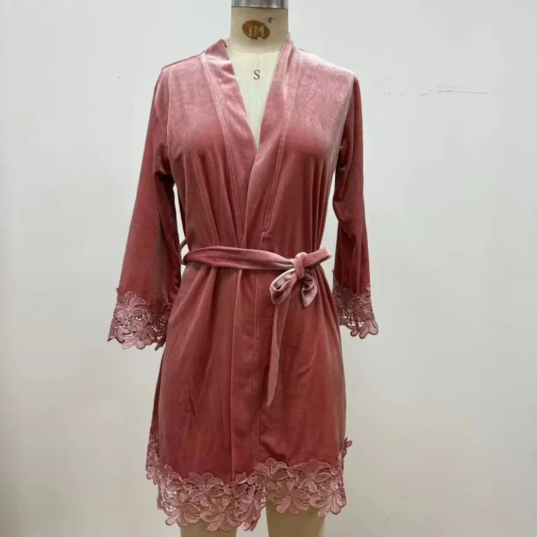 High-Quality-Polyester-Womens-Knee-Length-Spa-Hotel-Homewear-Sleeping-Robes-Summer-Spring-Autumn-Quick-Dry-Machine-Embroidery