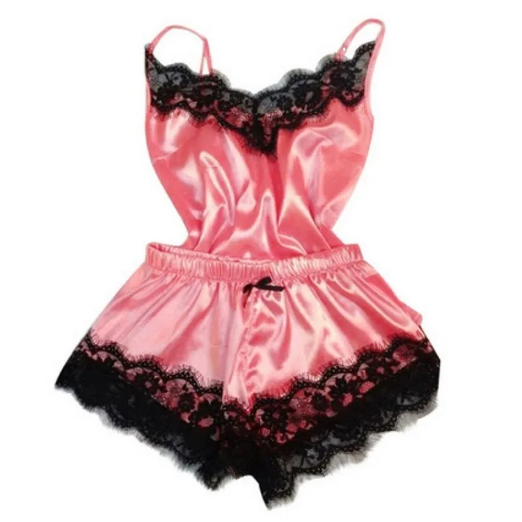 High Quality Soft Breathable Satin Lingerie Satin Pyjamas Set Shorts Sleepwear Nightwear for Women Girls