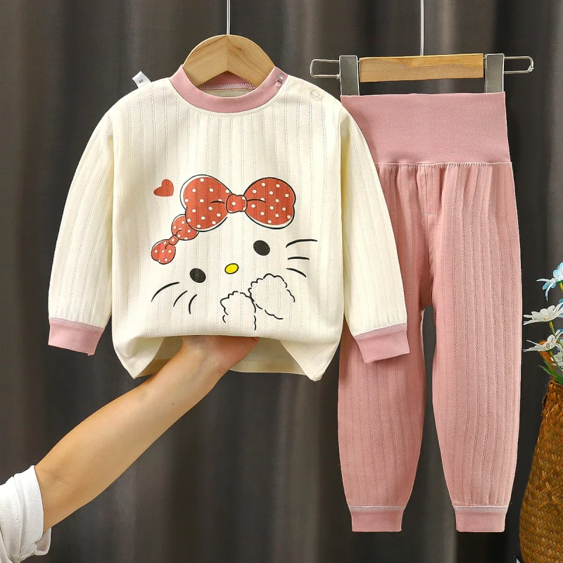 High Waist Pajamas Toddler Girl Kids Wear Cotton Clothing Baby Pajamas Set