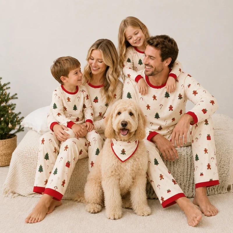 Holiday Festive Match PJs Family Christmas Pajama Set Matching Holiday Sleepwear for Dad Mom Kids Baby