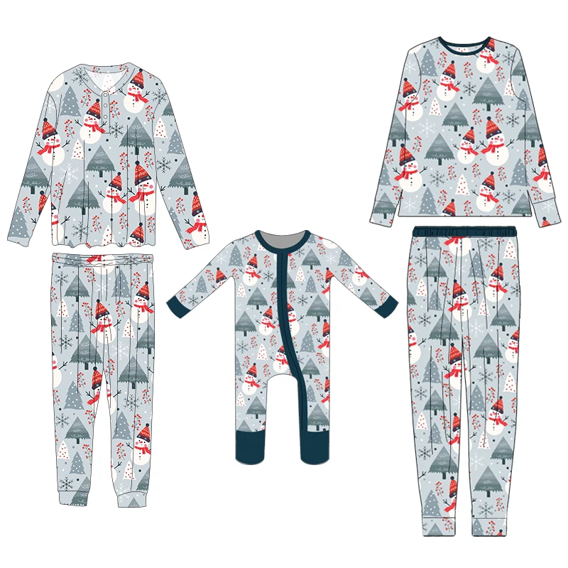 Holiday Pajamas for Family Organic Cotton Matching Pyjamas Christmas Sleepwear for Family Custom Two Piece Lounge Set
